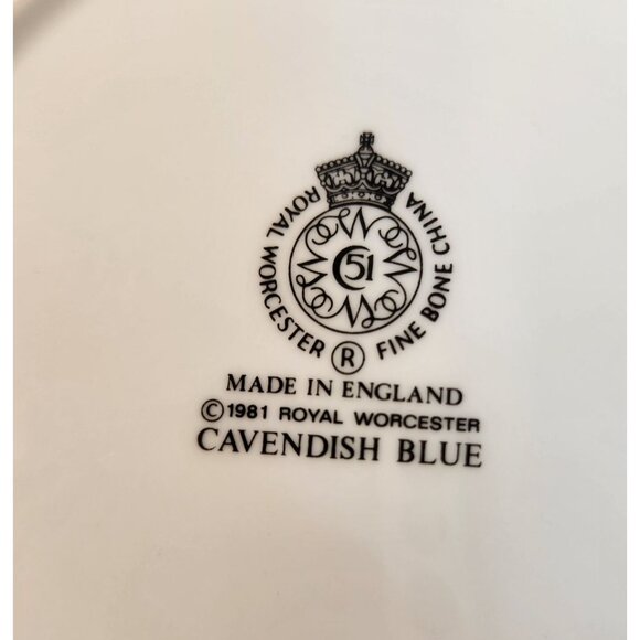 Royal Worcester Cavendish Blue Fine Bone China Salad Lunch Plate Made In England - Picture 2 of 6